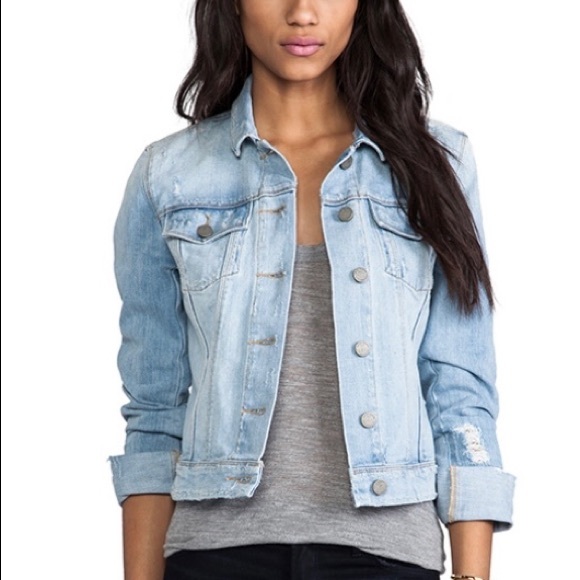 light blue fitted denim jacket